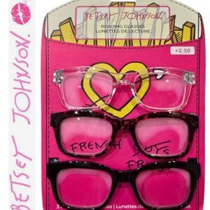 Betsey Johnson French Guys Fries Set Of 3 Reading Glasses